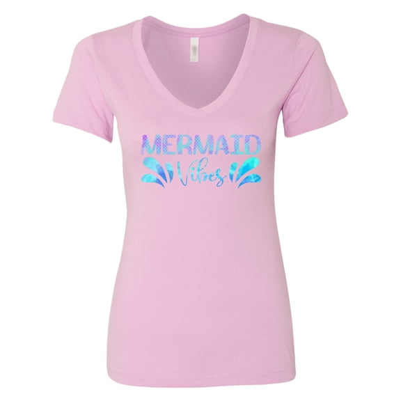 Inktastic Mermaid Vibes Text in Blues Women's V-Neck T-Shirt