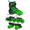 Roller Derby Boys 2in1 Roller/Inline Skates Black/Green, Size 36