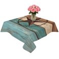thumbnail image 2 of Texas Star Rustic Table Cloth Waterproof Tablecloths, Western Teal Brown Ombre Wooden Vintage Tablecloth Dining Table Cover for Kitchen Party Tabletop Outdoor, Square Tablecloth 60x60 Inch, 2 of 9