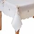thumbnail image 3 of Violet Linen Embroidered Candle White Christmas Table Topper, 36" Square, Jingle Bell, 3 of 4