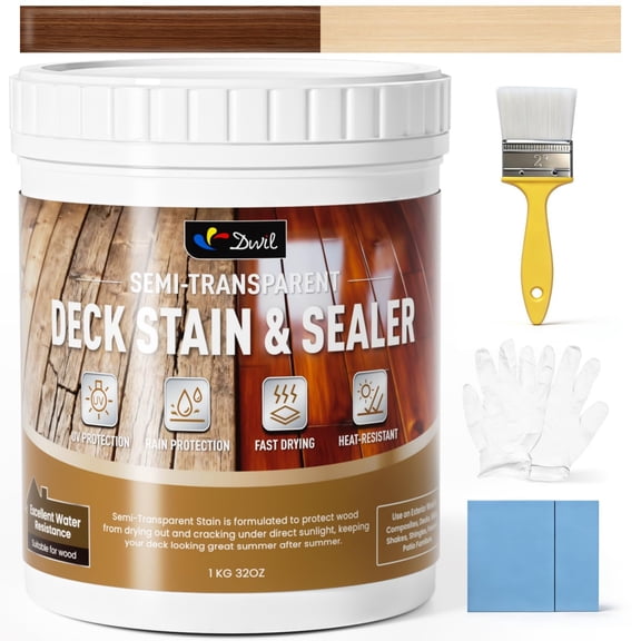 DWIL Wood Stain and Sealer in One, Water Based Semi-Transparent Outdoor Wood Stain for Decks, Fences, Furniture, Wood Paint, Fast Drying Low Odor Formula (32oz Peach Wood)