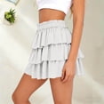 thumbnail image 6 of Lmueinov Women's 3 Layer Ruffle Tiered Elastic Waist Mini Skirt, 100% Cotton Cute Casual Skirt for Daily Vacation Wear S-2XL, 6 of 6