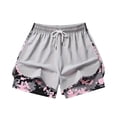 thumbnail image 3 of FASHOFT High Waisted Running Shorts for Women 2 in 1 Quick Dry Athletic Workout Shorts with Mesh Liner Pockets Light Gray M, 3 of 5