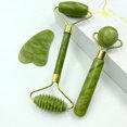 thumbnail image 2 of Rodillo masajeador de jade natural para rostro, cuerpo, espalda, pies, rodillo de masaje facial, antiarrugas, doble extremo, Gua Sha, piedra de jade, 2 of 6