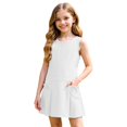 thumbnail image 2 of Arlun Girls Sleeveless Uniform Jumper Dress Cute Crew Neck Short Sleeve Knee Length School Pleated Dresses with Side Pockets Solid Color Casual Back to School Clothes 1-White 150, 2 of 7