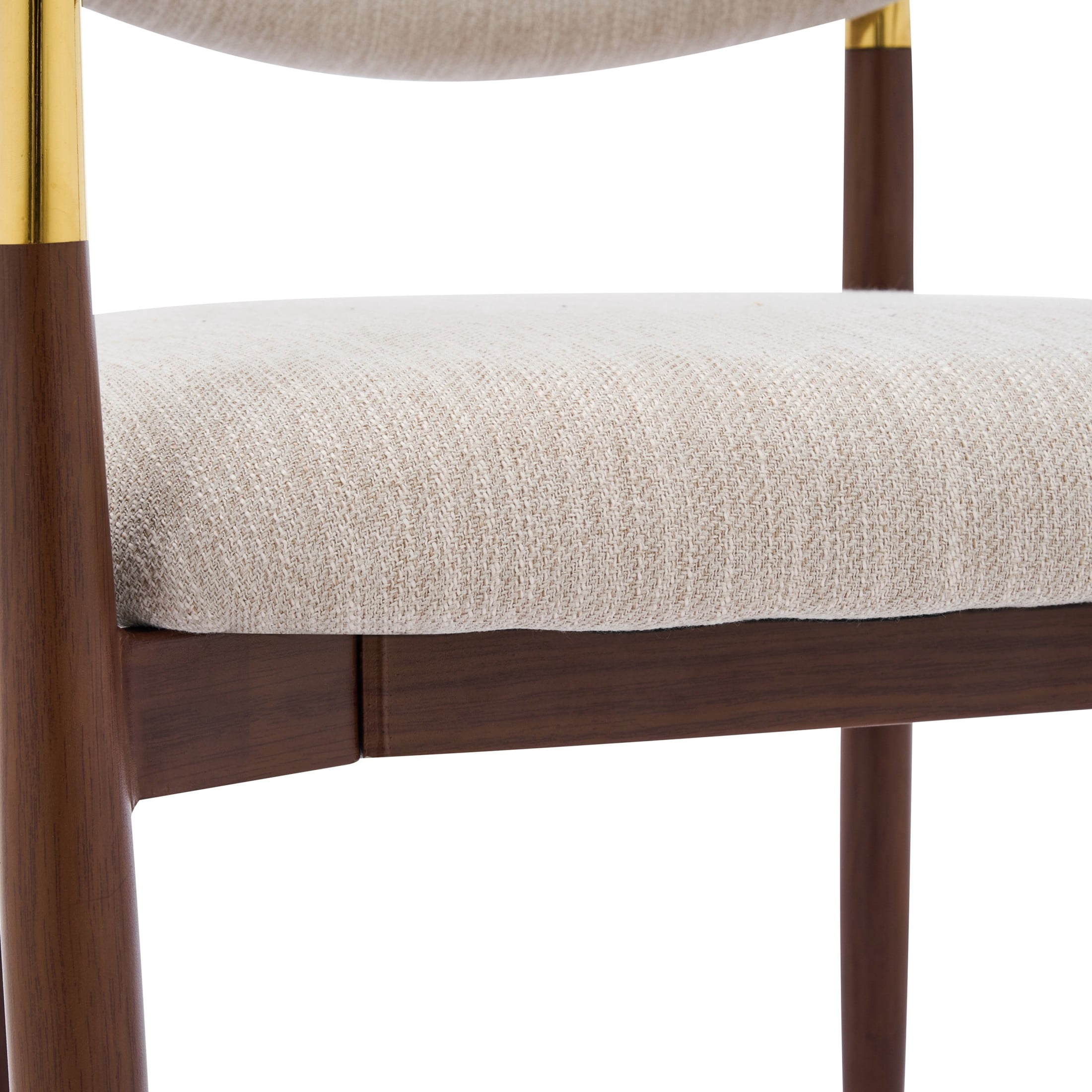 Christopher Knight Home Modern Upholstered Dining Chairs with Iron Frame, Walnut+Gold+Beige, Set of 2