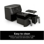 Ninja Foodi 8 qt 2-Basket Air Fryer, Black - DualZone Technology, Smart Finish