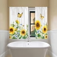 thumbnail image 3 of Rustic Sunflowers Blackout Curtains Farmhouse Kitchen Curtains Floral Country Kitchen Curtains Summer Short Tier Curtain for Kitchen Rural Wood Texture Theme Decor for Bedroom Living Room 26"x36", 3 of 6