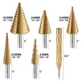 thumbnail image 2 of DOVAMAN 5PCS Step Drill Bit Set, 50 Sizes HSS Drill Bits, Titanium-Coated, Automatic Center Punch, 118° X-Shaped Split Tip, w/Aluminum Case, Step Bits for Metal, Wood & Plastic - STD06A, 2 of 8