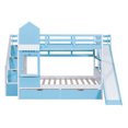 thumbnail image 5 of Newboti Furniture Full-Over-Full Castle Style Bunk Bed with 2 Drawers 3 Shelves and Slide - Blue NO.70211, 5 of 16