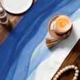 thumbnail image 3 of Ombre Blue Waves Table Runner - 90 Inch Long Abstract Art Gradient Modern Cotton and Linen Blended Dress Scarves Farmhouse Table Runner for Kitchen Dining, Coffee Table, 13" x 90", 3 of 8