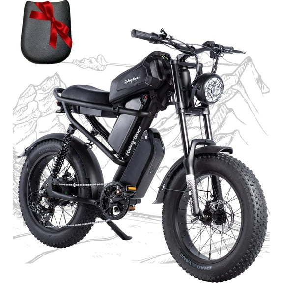 Riding'times 31.2AH Moped Style Ebike for Adults 1500W, Max 31MPH & 70-150 Miles, Long Seat Electric Dirt Bike with 20" Fat Tire