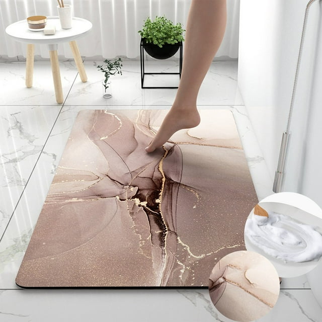 Diatomaceous Earth Bathroom Mat | Ultra Absorbent Quick-Dry Floor Mat | Non-Slip Rubber Entry Rug for Toilet & Doorway | 40x60cm Multicolor