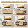 thumbnail image 4 of PHOYAL Fluted TV Stand, Modern Oval TV Console Table with Storage Compartment and 2 Drawers, Gaming Entertainment Center with Sliding Door for Living Room, Bedroom, Office, Natural, 4 of 8