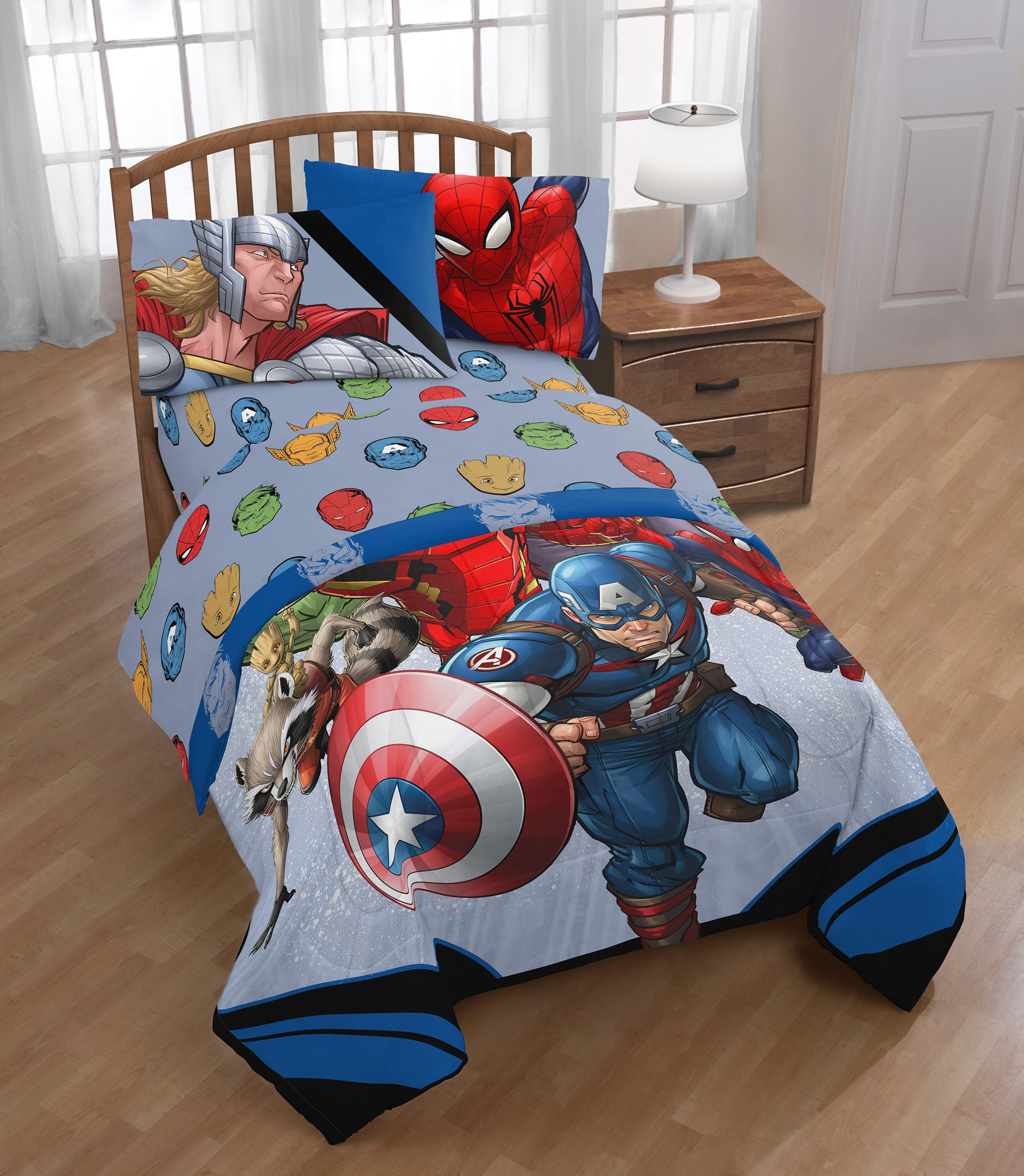MARVEL AVENGERS Superhero TWIN/FULL Bed COMFORTER Thor Hulk Bedding Blanket 
