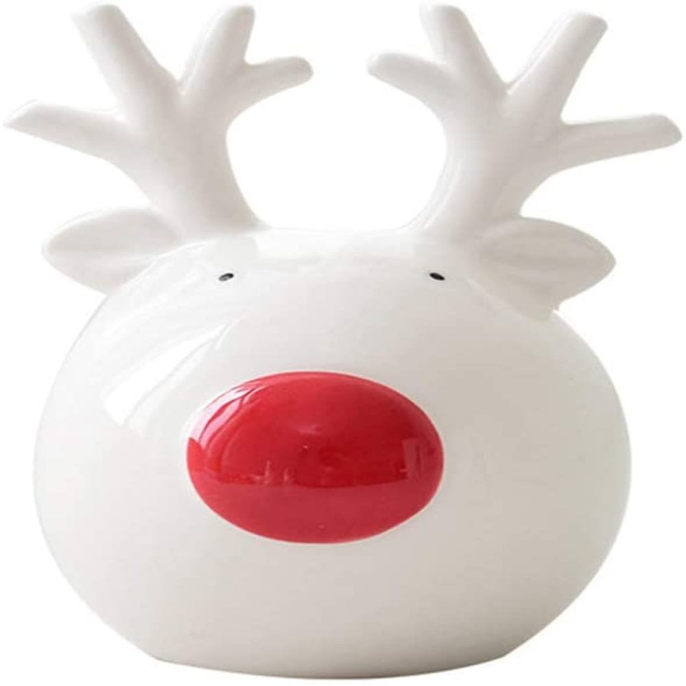 Red White Reindeer Christmas Salt & Pepper Pots Sellers Novelty Gift Retro 