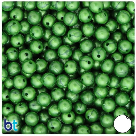 BeadTin Dark Green Pearl 8mm Round Craft Beads (300pcs)