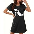 thumbnail image 3 of HomeGardon Women's Sleepwear Nightgowns for Women,Fashion Print Medium Length Dress Oversized Short Nightgown Fashion Chest Print Short Sleeve Nightdress,S-XXL, 3 of 6