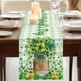 thumbnail image 3 of Table Runners 72 Inches Long Dress Scarves, St. Patrick's Day Farmhouse Kitchen Table Runner, Coffee Tablerunners, Spring Botanical Clovers Coin Green Check 18x72 Inch, 3 of 9