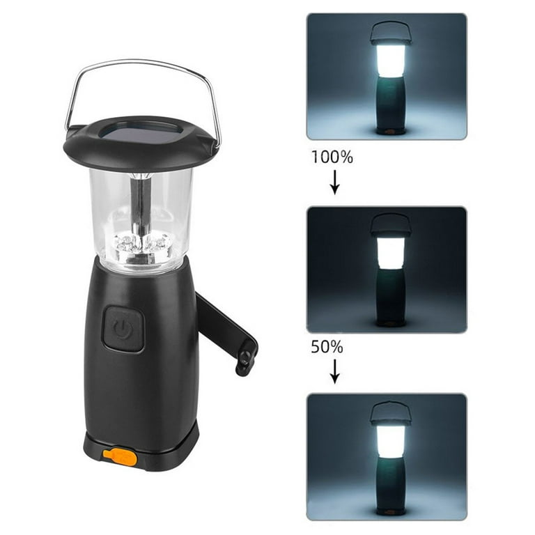  Electric LED Camping Lantern for Emergency, 3000 Large Capacity  Solar Hand Crank Flashlight with 8H Play Time, Collapsible Survival Light,  USB Charger for Cellphone, Must-Have Light for Power Outage : Sports