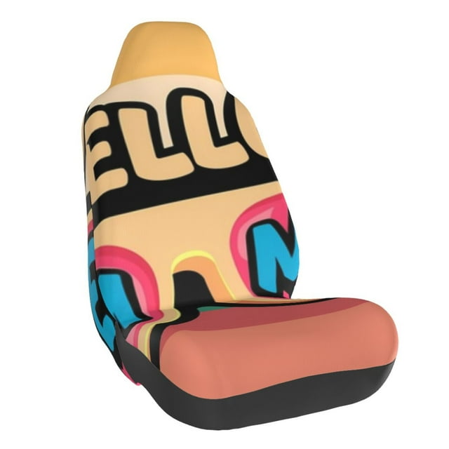Wukai Hello Summer Full Set Car Seat Covers with Soft Padding Universal Auto Front Seats Protector and Cushion Mat