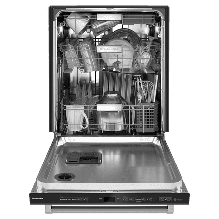 KitchenAid - Top Control Built-In Dishwasher with Stainless Steel Tub, FreeFlex™ 3rd Rack, 44dBA - Black stainless steel
