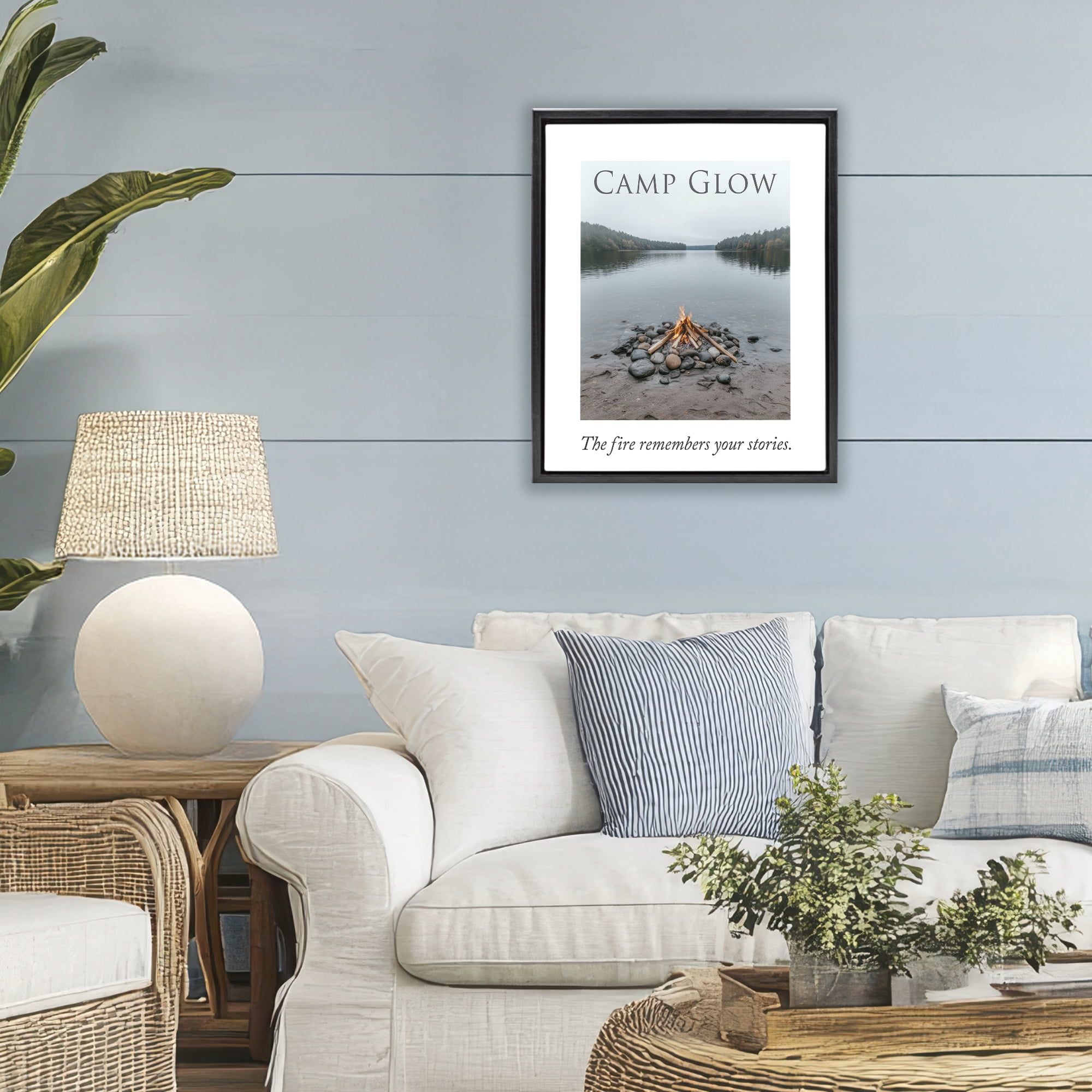 Stupell Industries Fire Remembers Your Stories Black Framed Floater Canvas Wall Art, design by A Barefoot Stylist