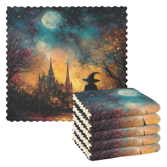 6 Pieces of Kitchen Towels 11x11Inch Kitchen Dish Cloths Kitchen Dish Towels Reuseable Cleaning Cloths Magic Witch