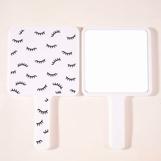 Miroir de Maquillage Portatif Carré Blanc avec Poignée Durable, 9*15.8cm Miroir en Plastique Compact Portable pour Étudiants, Retouches en Déplacement & Application Précise de Maquillage, Miroir de Bureau et de Voyage Léger