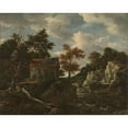 thumbnail image 2 of Jacob van Ruisdael 24x20 Gold Ornate Framed and Double Matted Museum Art Print Titled - Rocky Landscape (1650 - 1682), 2 of 4