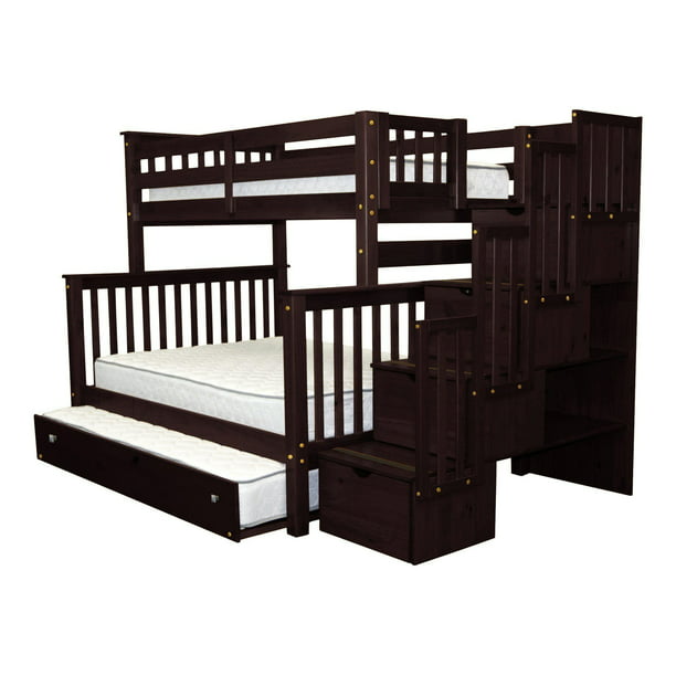 Bedz King Stairway Bunk Beds Twin Over, Bedz King Twin Over Full Bunk Bed