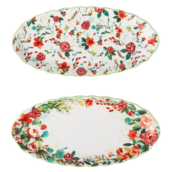 The Pioneer Woman Painted Meadow 2-Piece Ceramic Platter Set