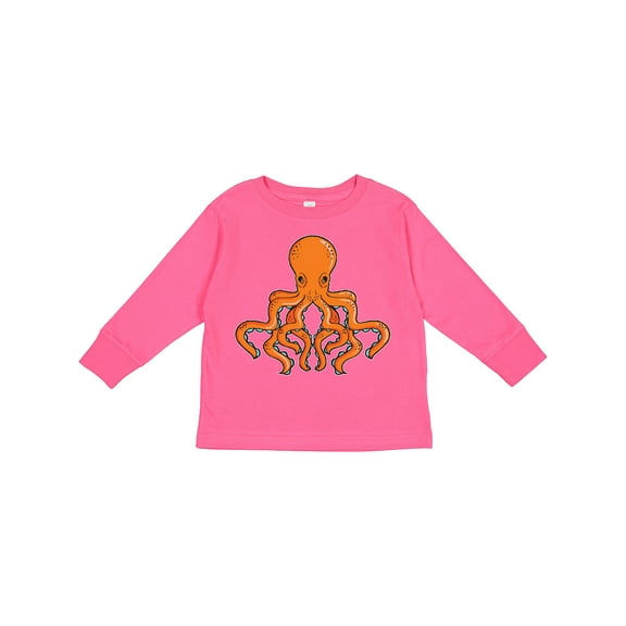 Inktastic Orange Octopus Boys or Girls Long Sleeve Toddler T-Shirt