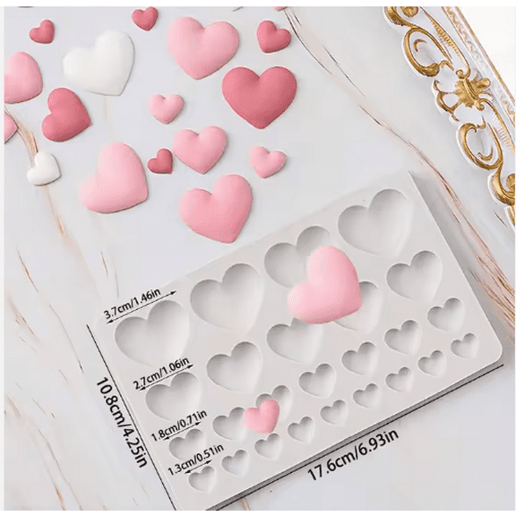 Large 25 cavity Silicone Heart Mold,