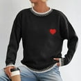 thumbnail image 5 of Rutainlusire Womens Trendy Loose Comfy Crew Neck Sweaters Women's Casual Heart Printing Round Neck Fashion Long Sleeved Pullover Sweater Top, 5 of 6