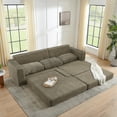 thumbnail image 6 of SOULART 112.6" Cloud Couch, Brown Modern L-Shape Sectional Sofa, Convertible Sleeper Sofa Bed, Soft Corduroy Fabric Modern Couch for Living Room, 6 of 12