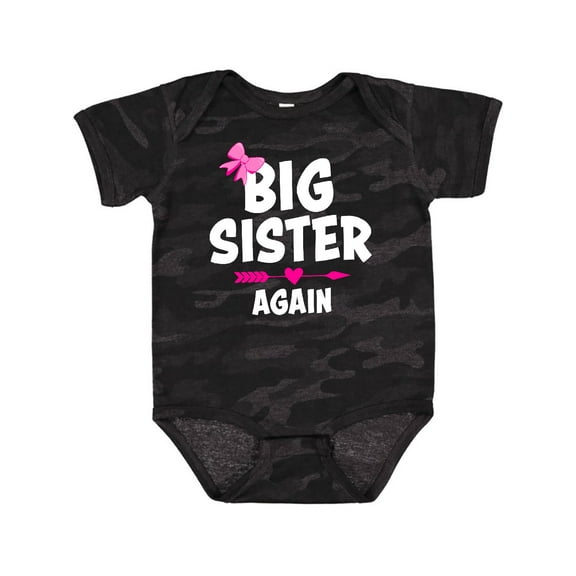 Inktastic Big Sister Again with Bow and Arrow Girls Baby Bodysuit