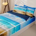 thumbnail image 3 of Castle Fairy Soft Anime Coastal Landscape Zipper Queen Comforter Set with Fitted Sheet and 2 Pillowcases,Dune Grass Turquoise Ocean Art Zipper Bedding Set,Sky Blue,Navy Blue Reversible,4 Pieces, 3 of 6