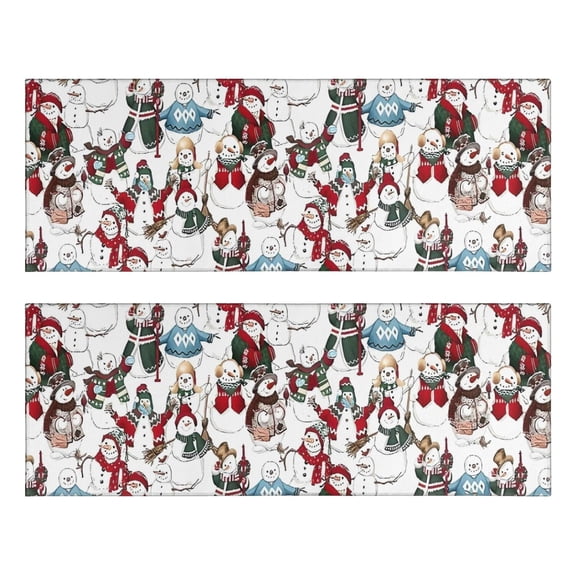 Kitchen Rugs Sets Of 2,White Christmas Snowman Pattern Anti Fatigue Kitchen Mat Rugs Non Slip Washable,Decorative Kitchen Floor Mats for Kitchen,Sink,Laundry,17"X47"
