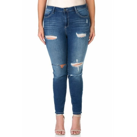 Cello Juniors' Plus Size Ripped Midrise Skinny Jean