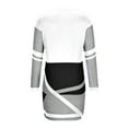 thumbnail image 5 of Herrnalise Women's Vintage Geometric Print Patchwork Long SleeveRound Neck Mid Calf Dress V Neck Knee Dresses S-5XL, 5 of 5