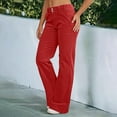 thumbnail image 3 of Business Casual Pants for Women, Audhol Pants for Women Wide Leg Flare Pants for Women Double Button Mid Waist Pants Trendy Fashion Casual Pants Casual Pants Women Red S, 3 of 6