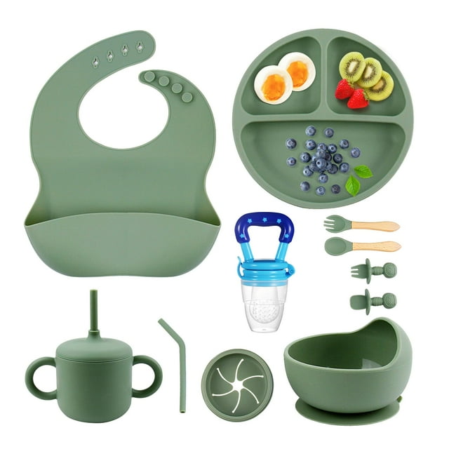 Set de alimentación para bebés SHGMEET con ventosa de silicona, platos y cucharas