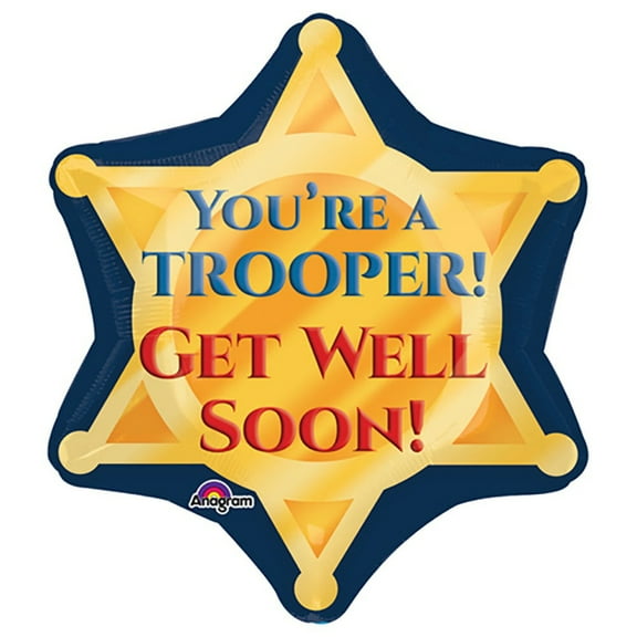 21 inch Trooper Badge Get Well Soon Foil Mylar Balloon - Party Supplies Decorations