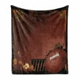 thumbnail image 1 of Sports Soft Flannel Fleece Blanket, Maroon Grunge Rugby Theme with Game Elements Competition Win Sports Artisan Image, Cozy Plush for Indoor and Outdoor Use, 60" x 80", Brown Black, by Ambesonne, 1 of 6