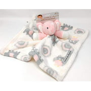 Blankets and Beyond Baby Plush Elephant Security Blanket Pink/White/Grey Nunu