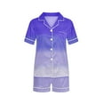 thumbnail image 2 of Pantalons de Pyjama pour Femmes, Hauts à Manches Courtes pour Femmes, Blouse Décontractée pour Enfants Col Rabattu Manches Courtes Mode Ensemble de Pyjama, 2 of 5