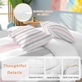 thumbnail image 2 of 3 Piece Pink Grey Striped Duvet Cover Set Twin Size,Microfiber Comforter/Quilt Cover with Corner Ties and 2 Pillowcases,Geometric Vertical Stripes Minimalist All Season Bedding with Zipper Closure, 2 of 8