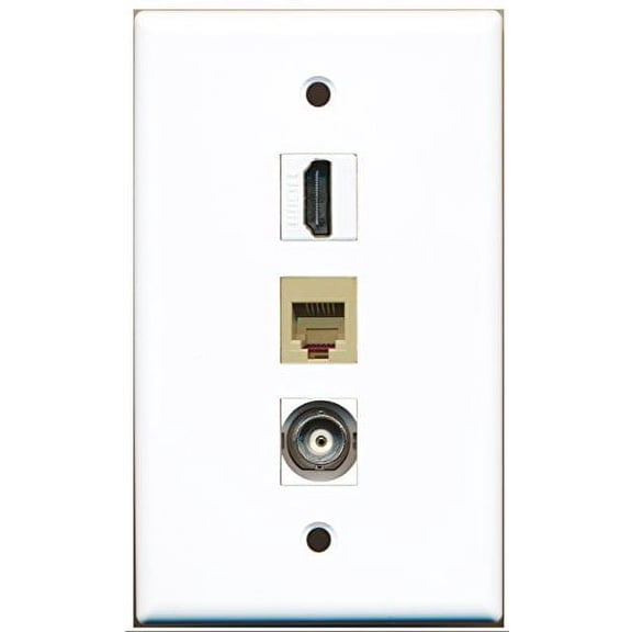 RiteAV - 1 Port HDMI and 1 Port Phone RJ11 RJ12 Beige and 1 Port BNC Wall Plate