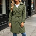thumbnail image 6 of Kezqiaxn Lightweight Jacket Women Button Down Long Sleeve Fall Casual Long Outwear Collared Trench Coat with Pockets Army Green XL, 6 of 9